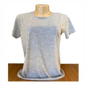 Baby Look Cinza Mescla Adulto 100% Políester  Estampa somente frente   