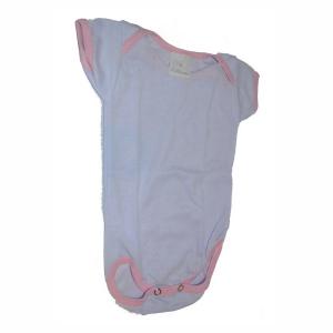 Body Branco com Viés Rosa 100% Políester  Estampa somente frente   