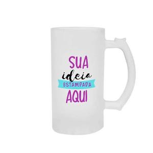 Caneca de Chopp Jateado Personalizada Vidro Jateado 475ml     