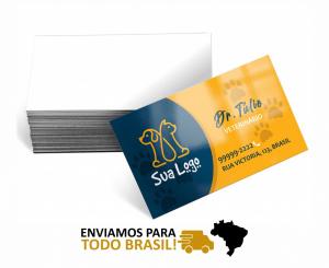 Cartão de Visita | Verniz total Frente Supremo 250g 8,5x4,7cm Frente colorido e verso branco Verniz Total Frente Corte Reto 