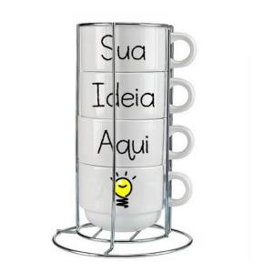 Kit 4 Xicaras Personalizadas | Suporte Cerâmica | Suporte Incluso Xícaras 150ML    